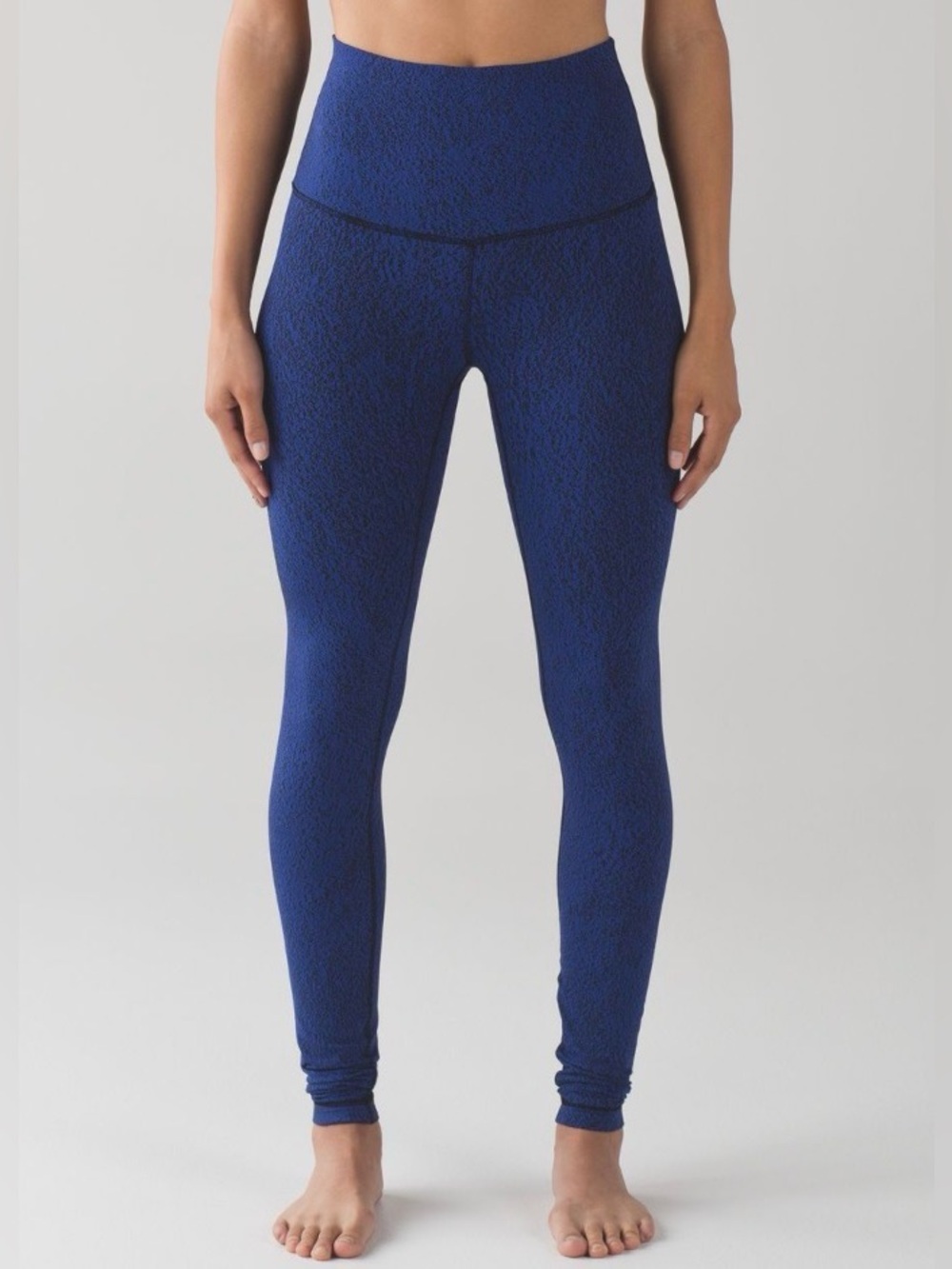 Lululemon Wunder Under Hi-Rise Leggings Sz 2 Power Luxtreme Jacquard Blue Black